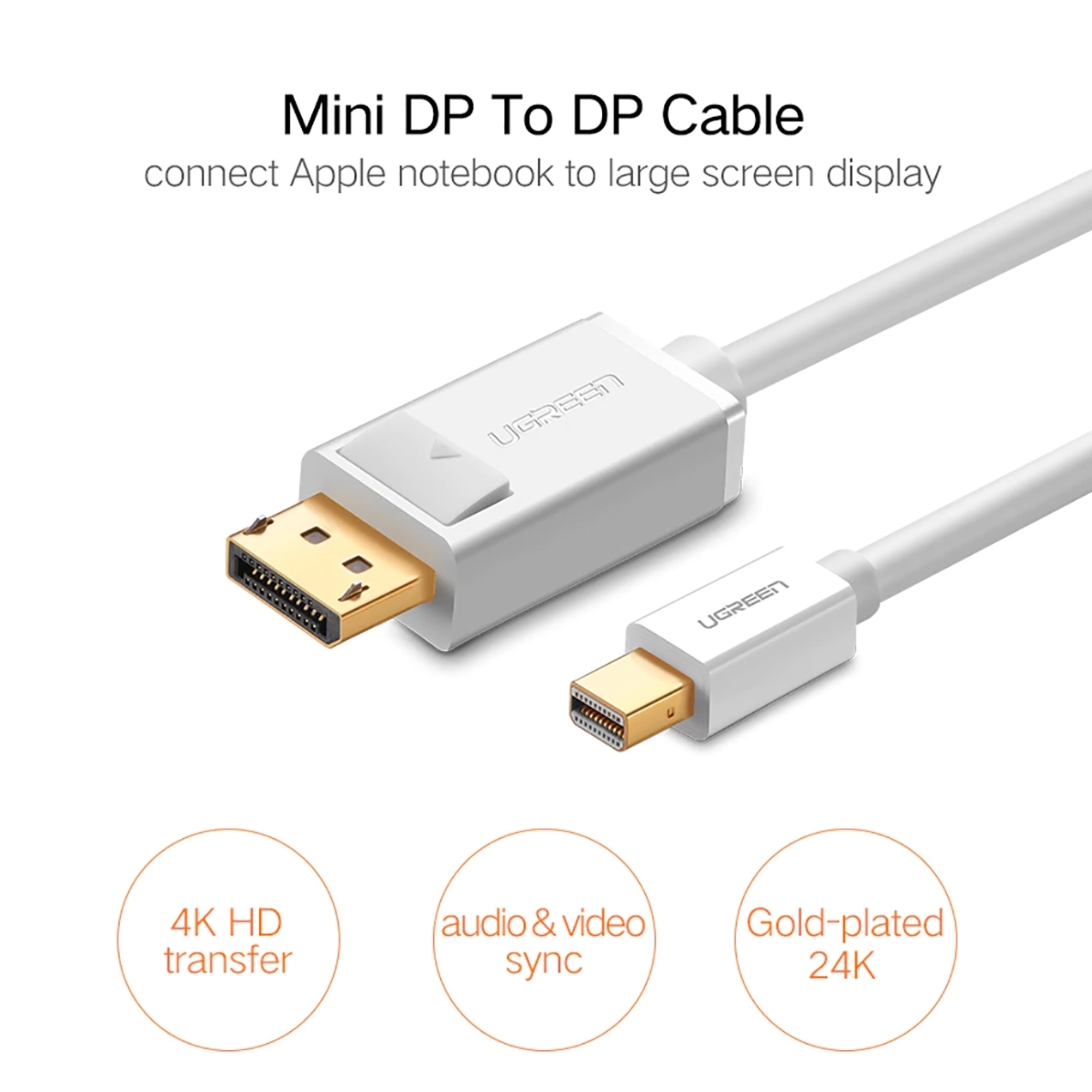 [HCM]Cáp Mini DisplayPort ra DisplayPort 4K@60Hz Cao Cấp UGREEN MD105