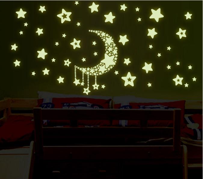 Decal trang trí Trăng Sao - Dạ Quang