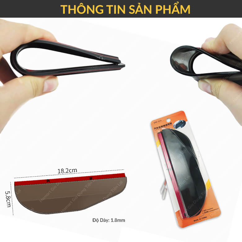 COMBO 2 Vè Che Mưa Xe Ô Tô Dán Gương Kính Chiếu Hậu PVC Dẻo Chống Nước Chống Loá Tiện Lợi