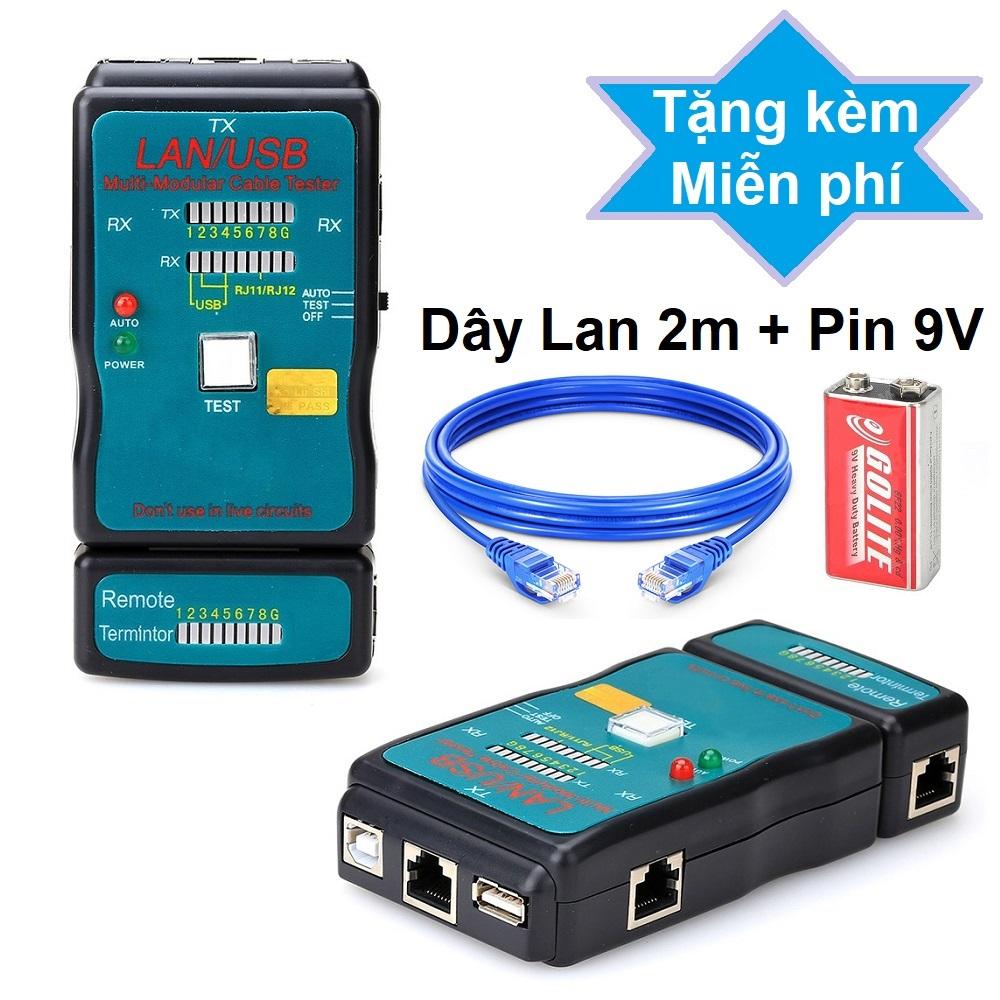 Bộ test cáp mạng đa năng 168 Tặng kèm pin 5V và dây cáp mạng 2M