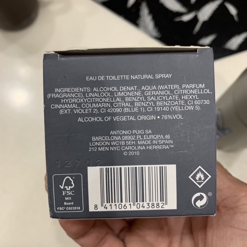 Nước hoa nam 212 men nyc 100ml tester (hộp như hình)