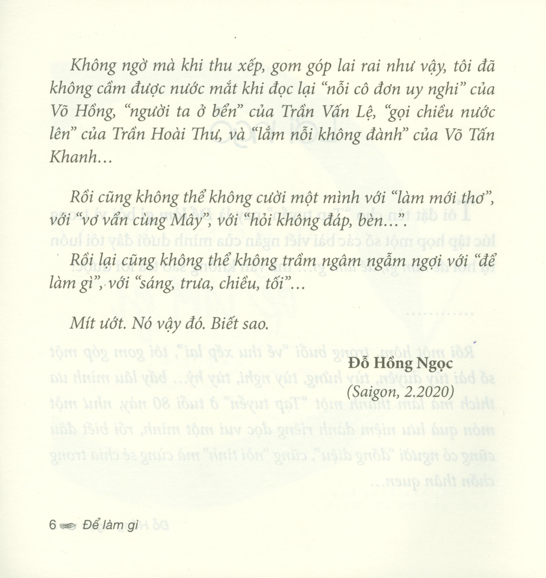 Để Làm Gì - Tạp Bút