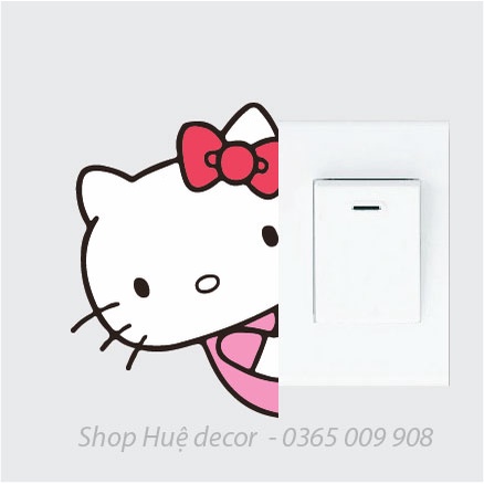 Decal nhãn dán ổ điện , sticker trang trí Hello kitty dễ thương