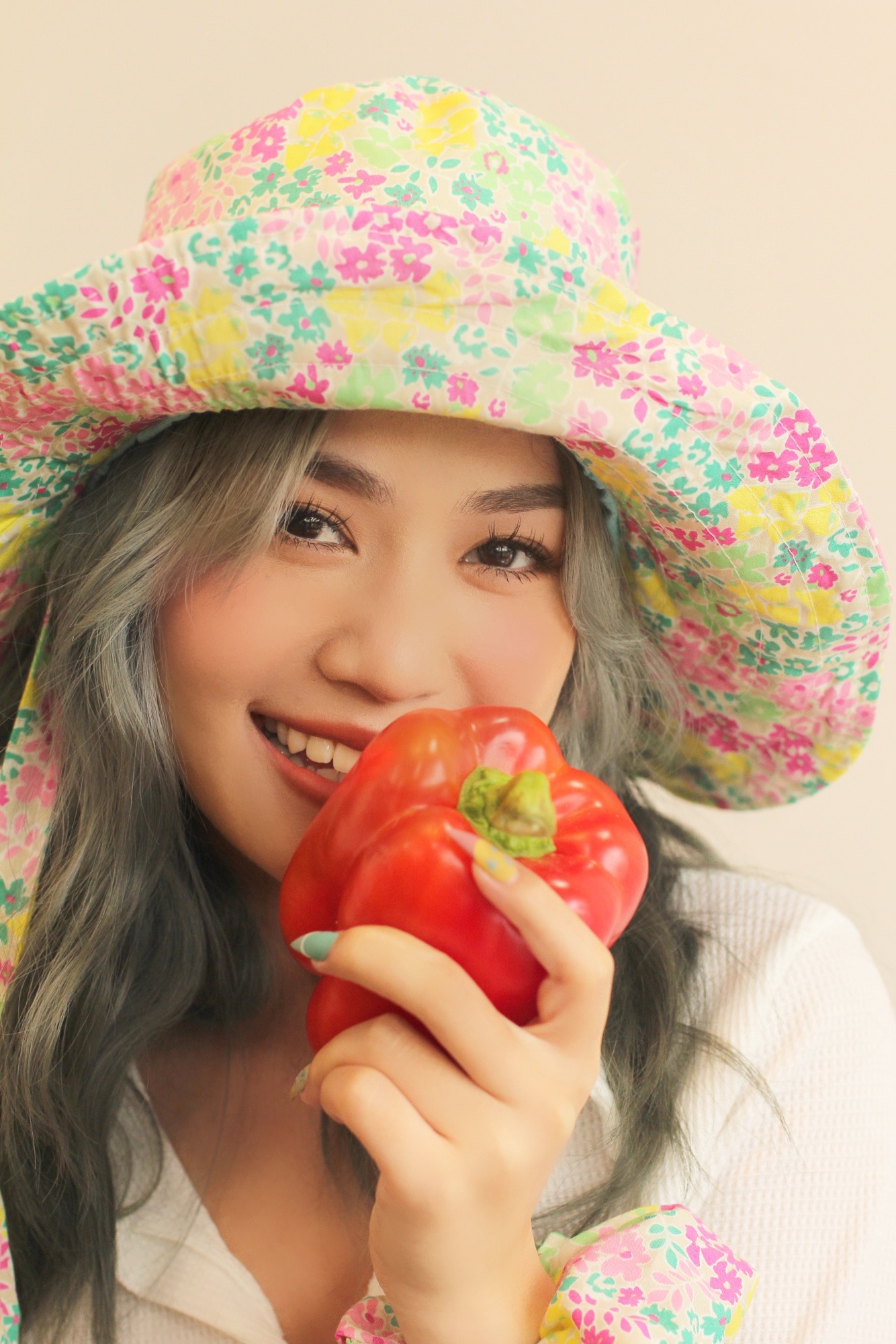 Mũ vành tròn hoạ tiết hoa mùa hè | quyền Happyland.hnc