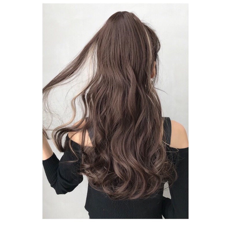 Tóc giả nữ❤️Tóc giả ngoạm xoăn light trắng