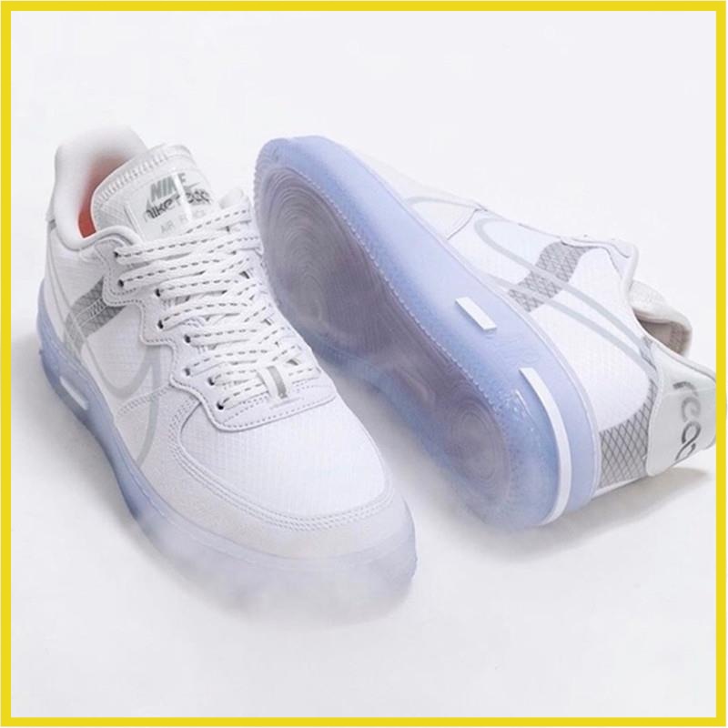 Giày AF1 React White Ice trắng đế dạ quang, Giày Thể Thao Sneaker AF1 Air Force 1 React Nam Nữ Full Box Bill
