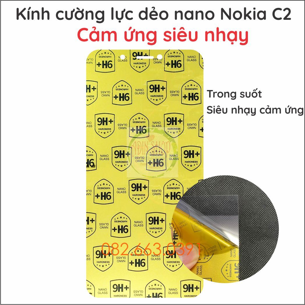 Dán cường lực Nokia C2 trong suốt nano dẻo siêu bền độ cường lực 9H+