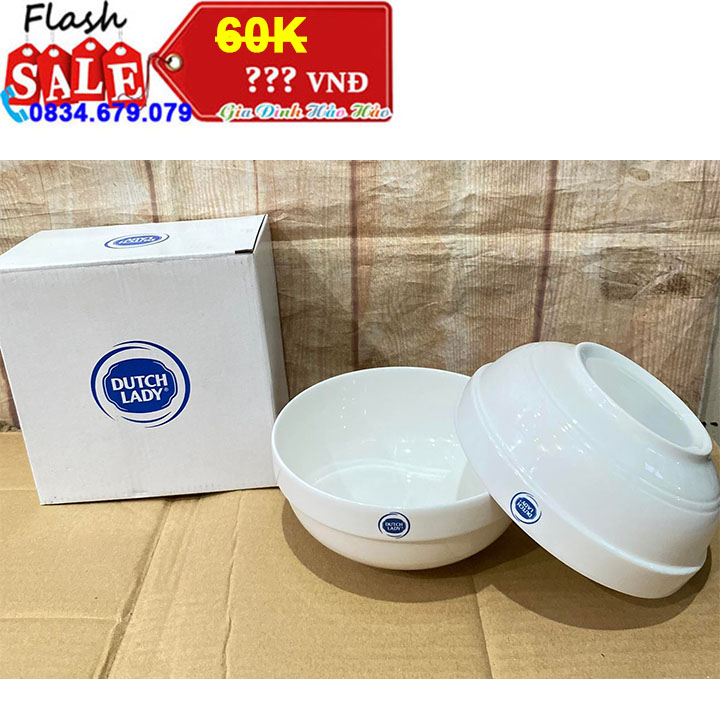 BỘ 2 TÔ GỐM TRÁNG MEN DUTCH LADY