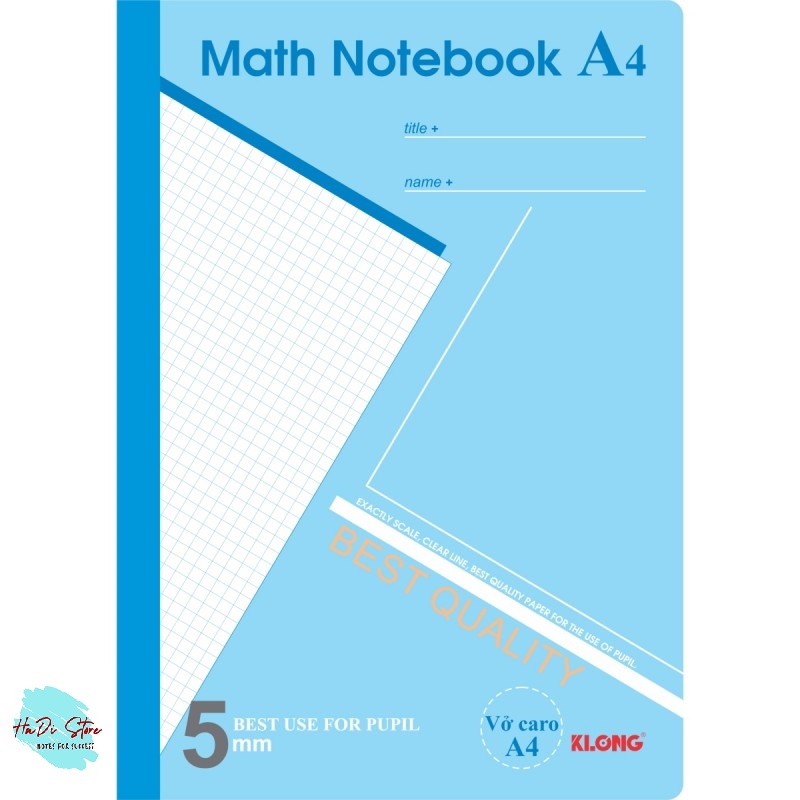 KLONG Sổ Math Notebook CARO A4 - 200trang (MS:298)