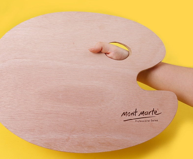 Khay Pha Màu Gỗ Palette Oval Gỗ Mont Marte (Oval Wood Palette 30x38cm)