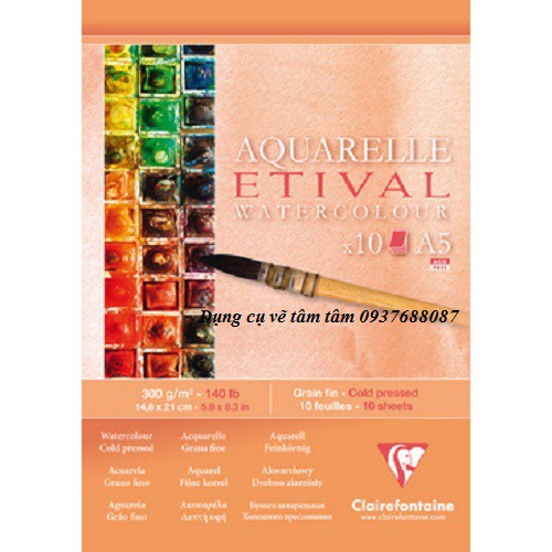 Sổ vẽ màu nước Clairefontaine Aquarelle Etival watercolor coldpress 300gsm