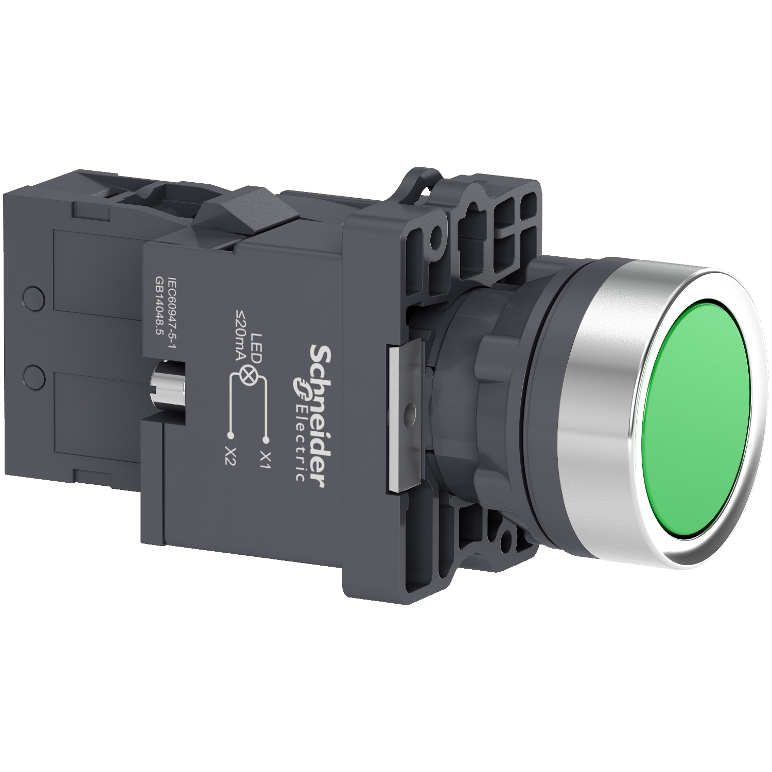 Nút ấn có đèn báo màu lục 220vac,1no - schneider electric - xa2ew33m1