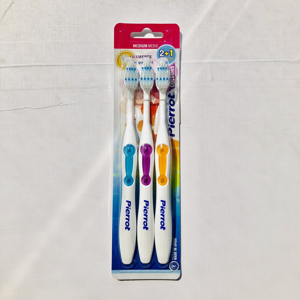 [HCM]Bộ 3 bàn chải đánh răng Pierrot Colours