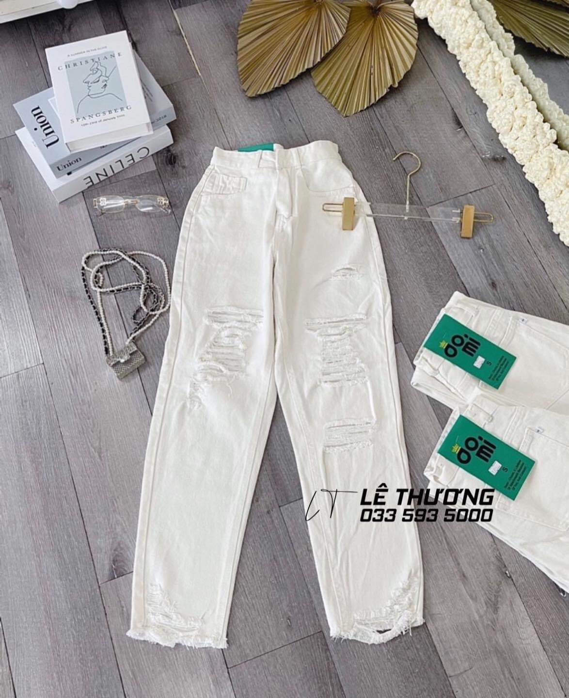 Baggy Jeans Lưng Cao Rách Nhiều