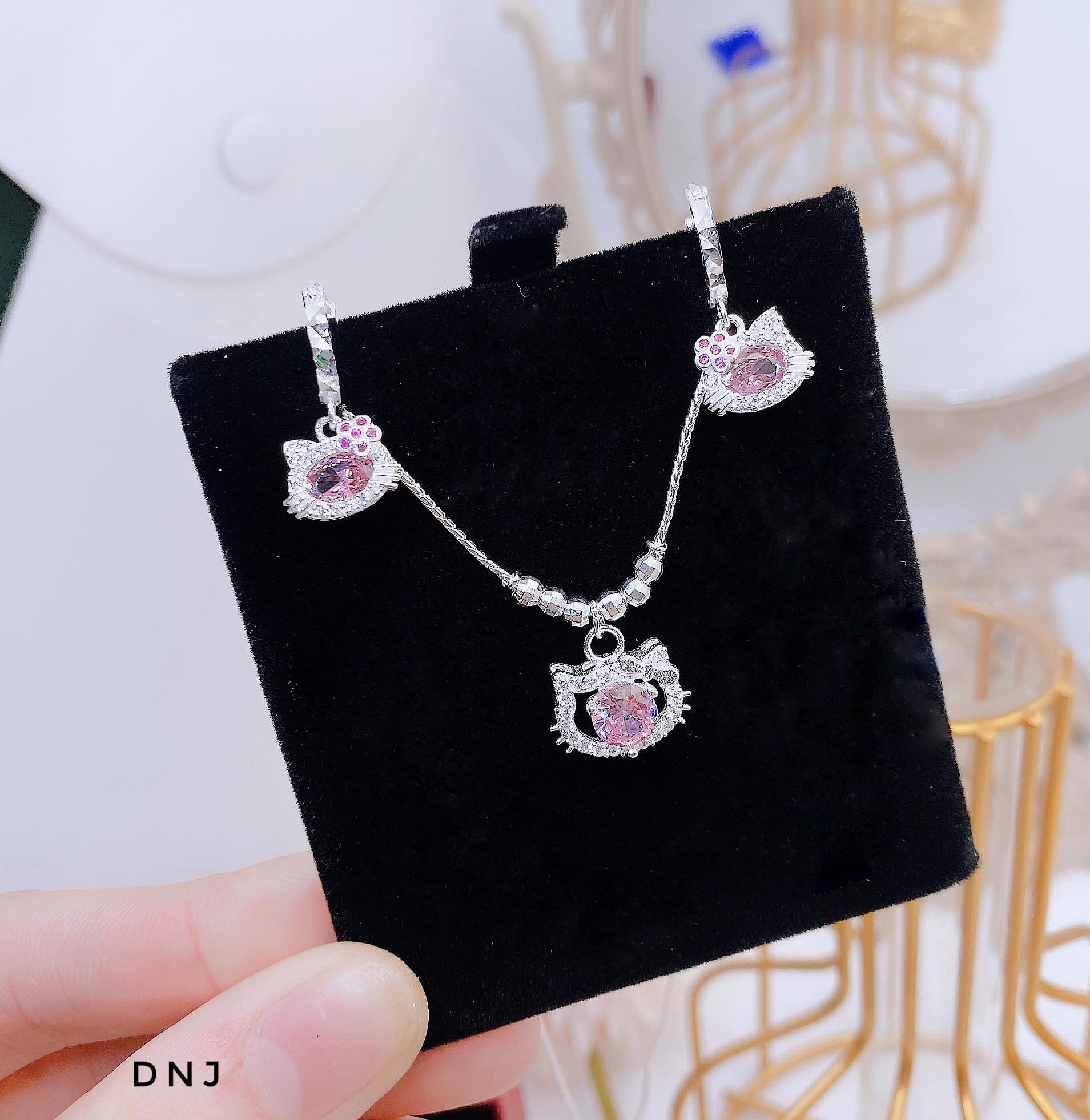 Bộ trang sức trẻ em mặt Kitty chất liệu bằng bạc MS205