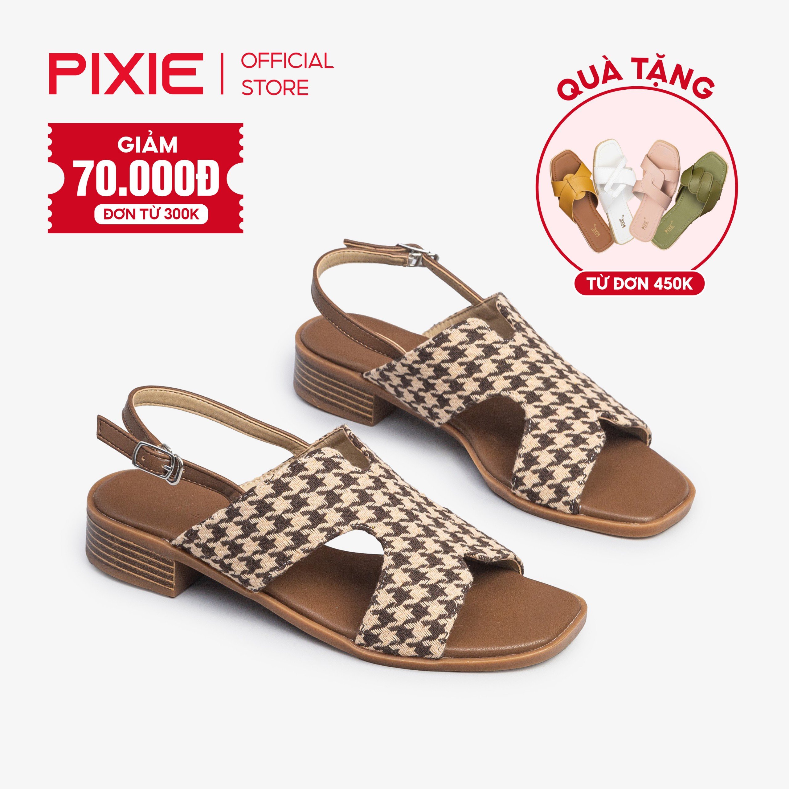 Giày Sandal Cao Gót 3cm Quai Chư X Pixie H212