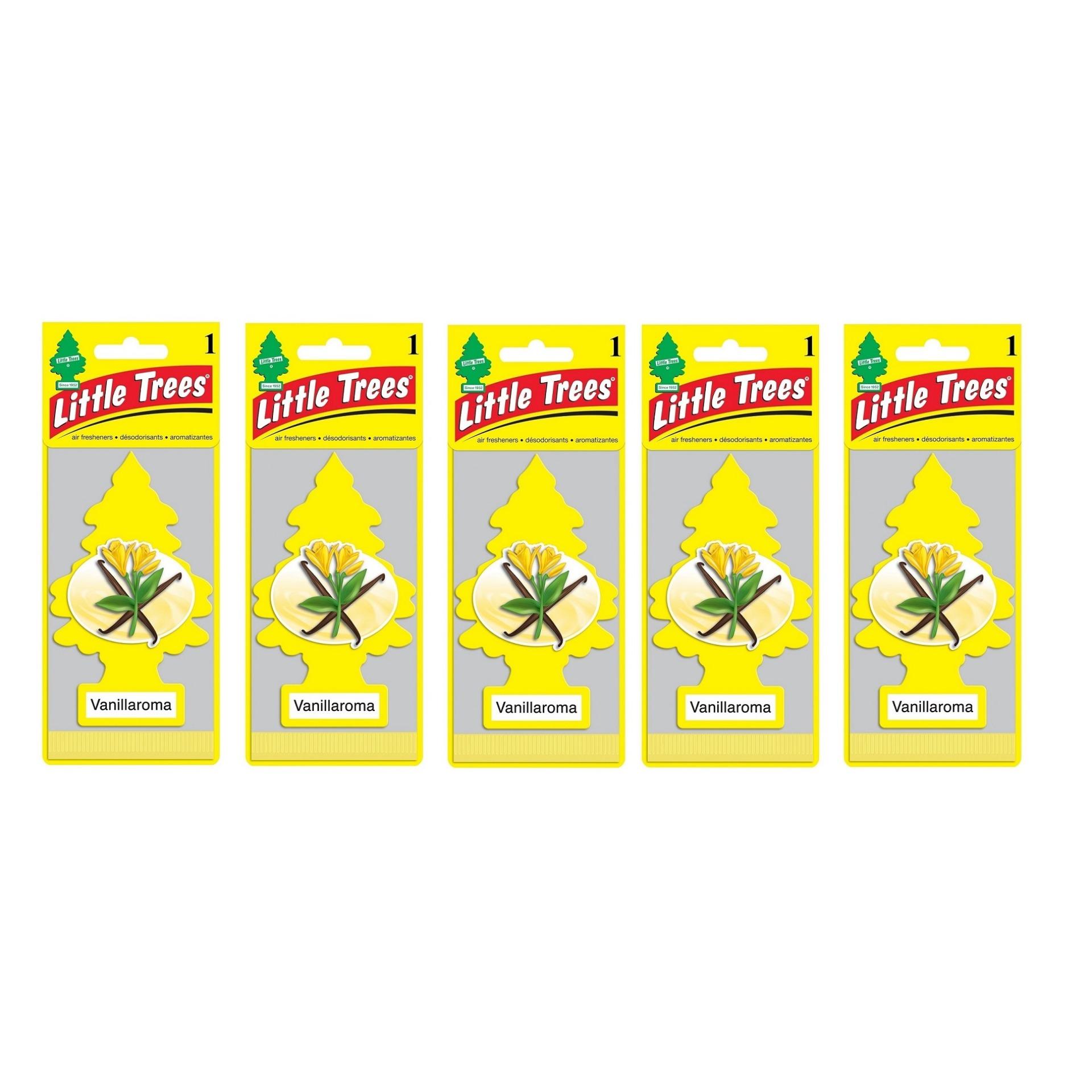 Combo 5 Cây thông thơm little trees - Hương vani vàng khử mùi ô tô, phòng ngủ, tủ quần áo