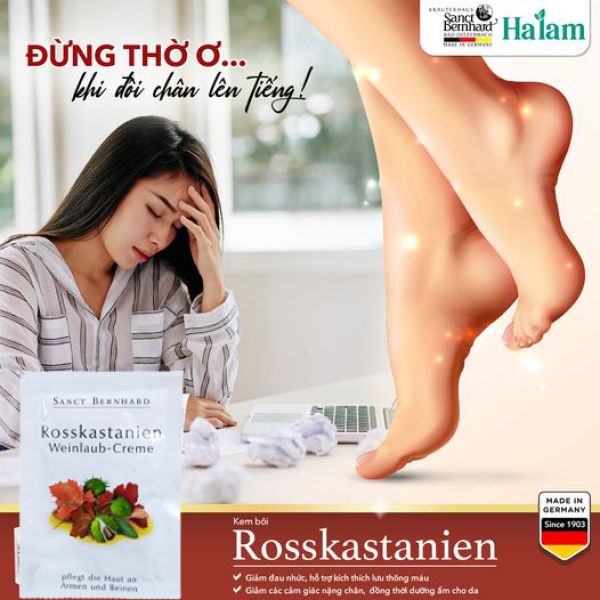 Kem bôi suy giãn tĩnh mạch Hạt dẻ ngựa Rosskastanien 3ml  (1 gói)- Chính hãng Sanct Bernhard  ĐỨC