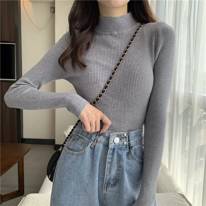 Áo len nữ, Áo len tăm cổ 3 phân, chất len mềm mịn, chuẩn form dáng.