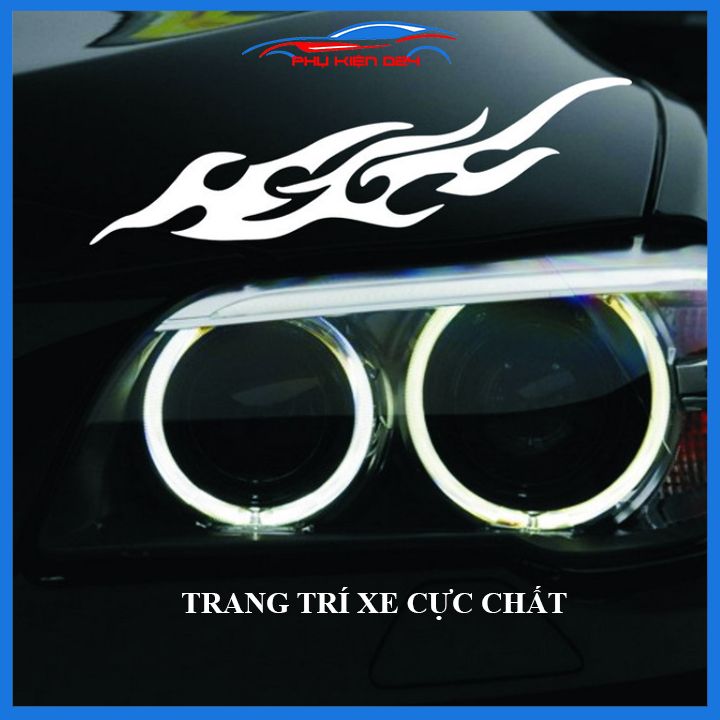 Bộ 2 nhãn dán xe hình ngọn lửa Flame, decal, tem dán trang trí ô tô cực chất