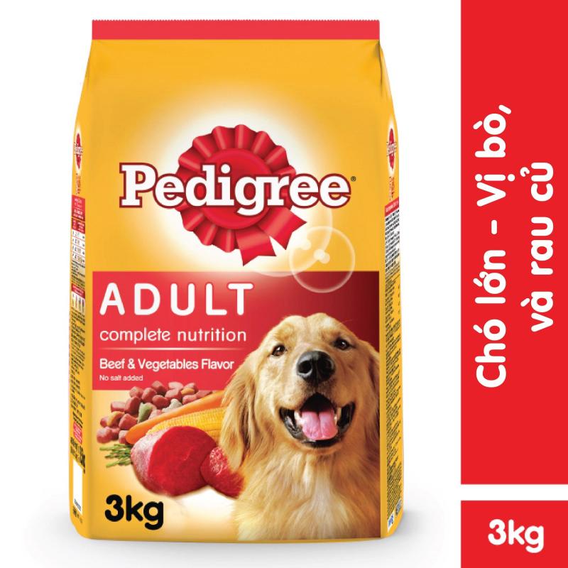 Thức ăn chó Pedigree vị thịt bò & rau củ túi 3kg Cung cấp dinh dưỡng tăng cường hệ miễn dịch