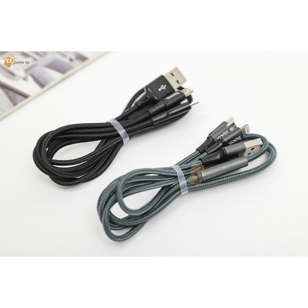 [HCM]Cáp sạc nhanh dây dù Hoco DU10 3in1 3A 1m (Micro Lightning Type-C)
