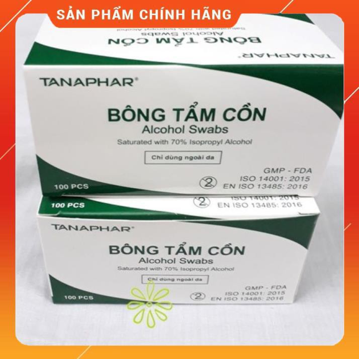 Bông tẩm cồn khô sát trùng tanaphar hộp 100 miếng