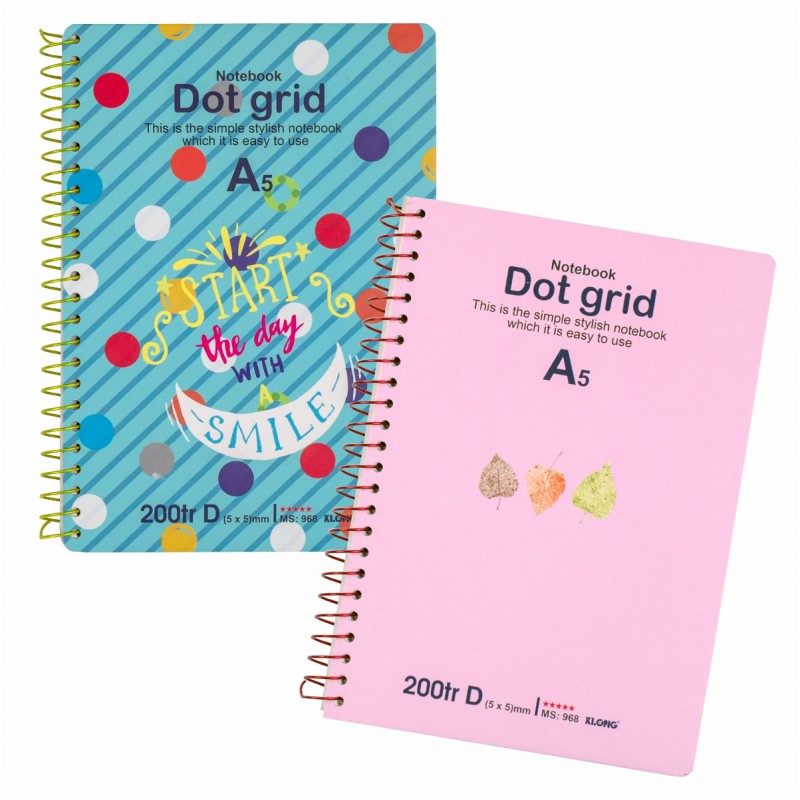 Sổ lò xo đơn ruột chấm Dot Grid A5 - 200 trang; Klong 968