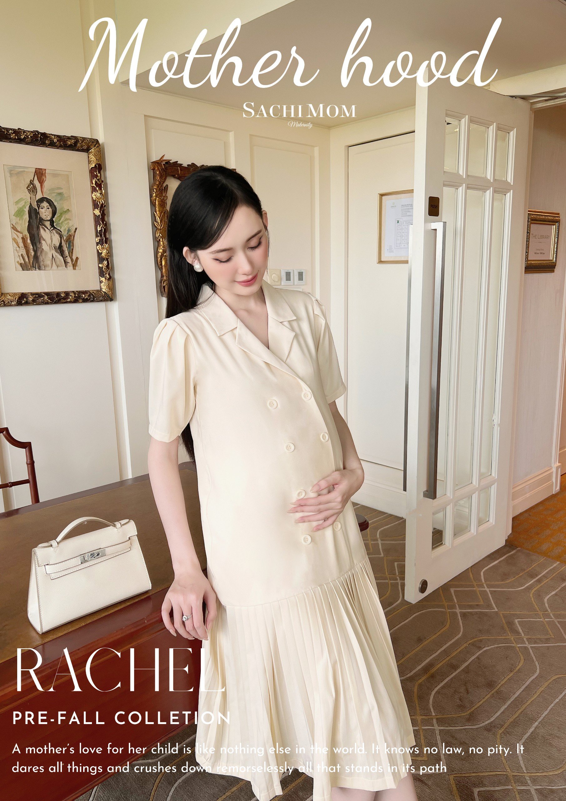 Đầm bầu sachimom - váy bầu công sở dáng suông rachel dress