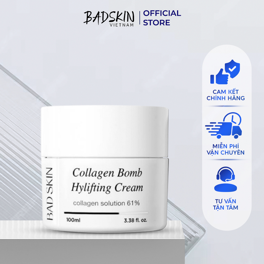 Kem dưỡng cấp ẩm, chống lão hóa , nâng cơ Collagen Peptide Badskin Bomb Hylifting cream 100ml