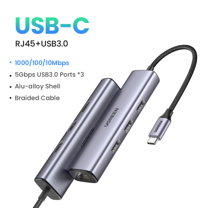 Ugreen usb ethernet adapter 1000mbps usb 3.0 ethernet hub usb hub cho máy tính xách tay xiaomi mi box card mạng máy tính bộ chuyển đổi ethernet