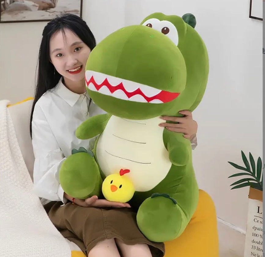 Gấu bông khủng long có con gà cực hót ,thú nhồi bông cao cấp