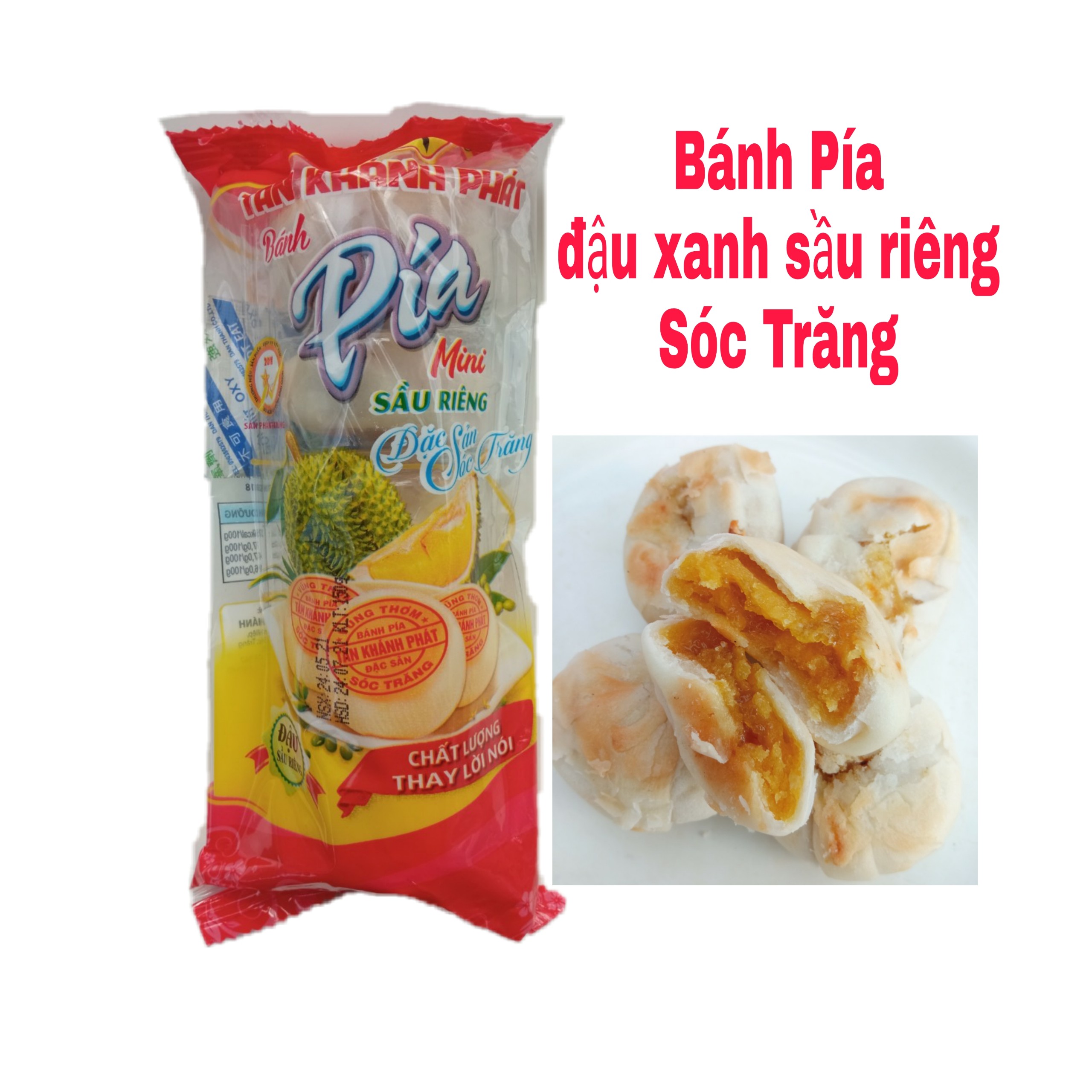 2 cây bánh pía mini sóc trăng siêu ngon( cây 5 cái) pía đỏ