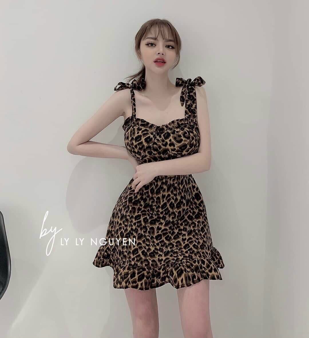 [HCM-CHUYÊN SỈ & LẺ THỜI TRANG] đầm hai dây họa tiết da beo ( có mút ngực) ôm body chân váy xòe rất tôn dáng xinh xắn dễ thương cho các nàng dạo phố