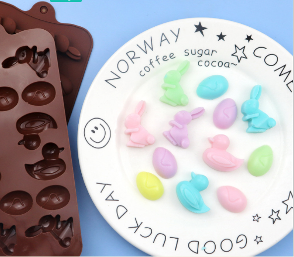 [HCM]SHOP MISANA - Khuôn silicon làm thạch socola hình vịt  thỏ trứng tiện dụng tự làm