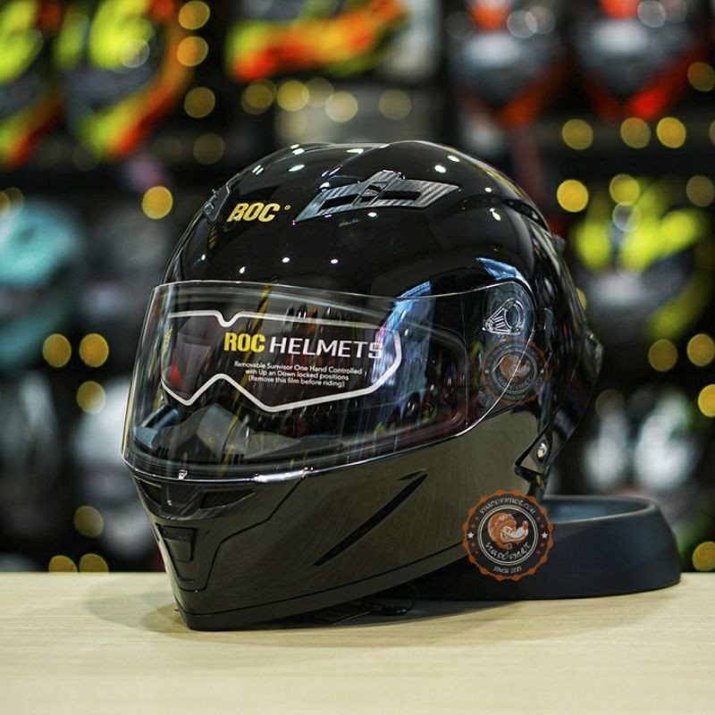 Mũ bảo hiểm fullface 2 kính roc 03 đen bóng