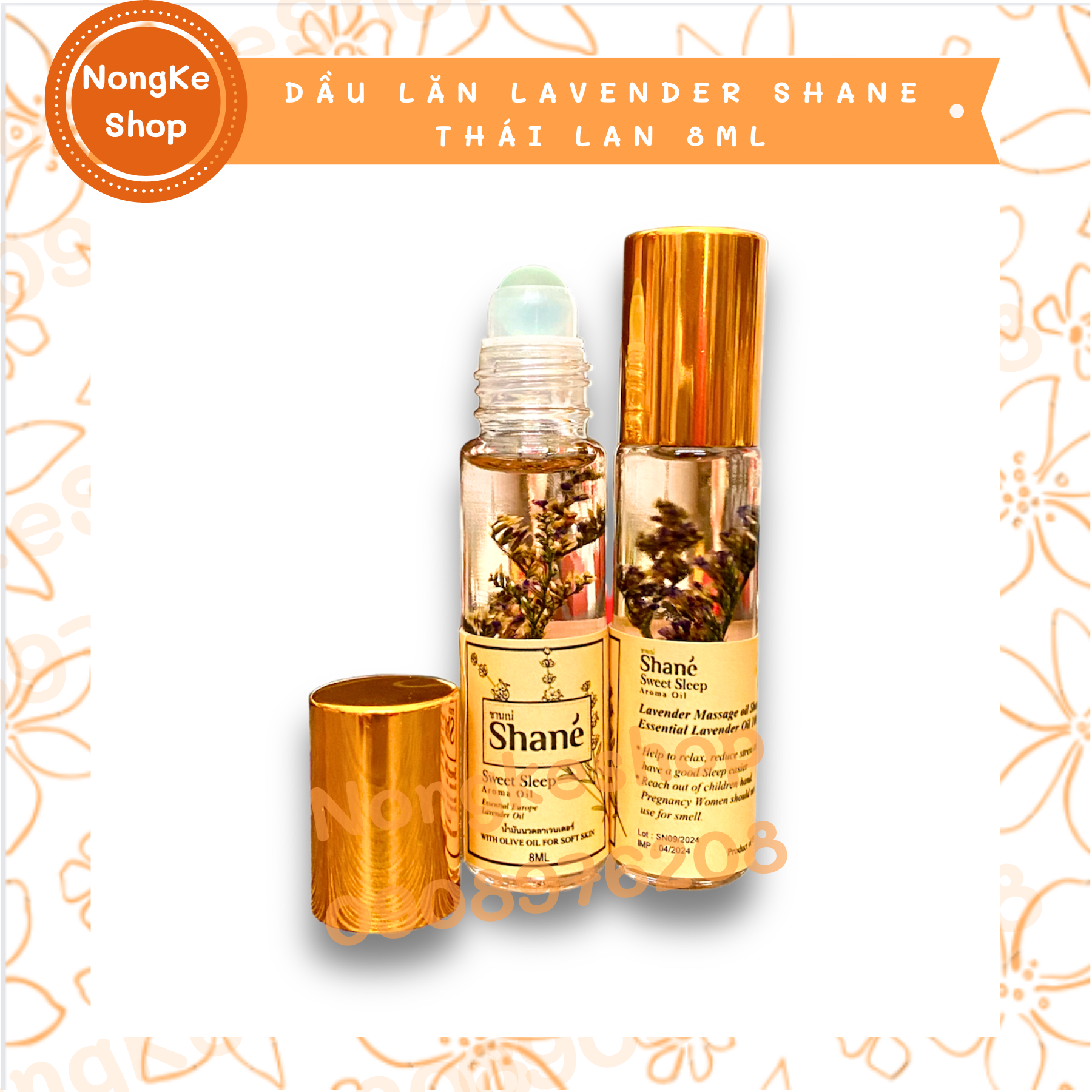 Dầu lăn shane lavender shanti 8ml thái lan