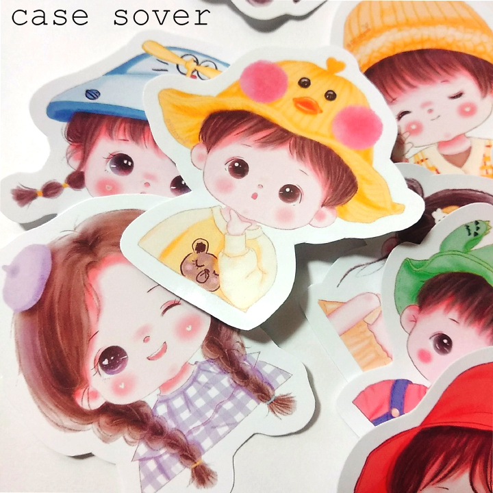 Set 11 Sticker thiết kế chủ đề Bé Chibi Cute - Case Sover