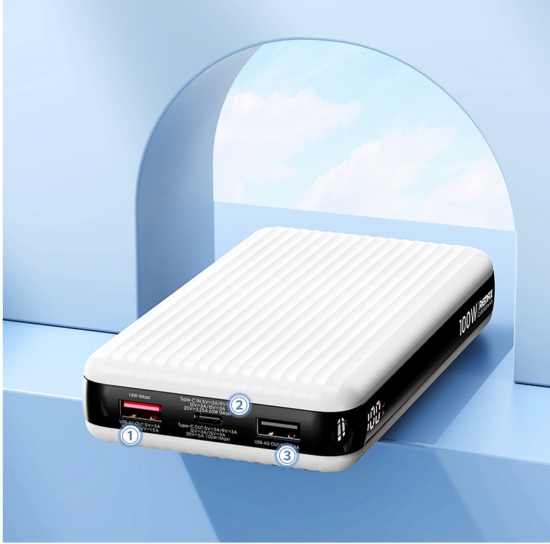 Pin dự phòng sạc Remax RPP-508 20000mAh TypeC Output 100W / Input 65W và QC3.0 18W - Sạc cho Laptop - Nhất Tín Computer