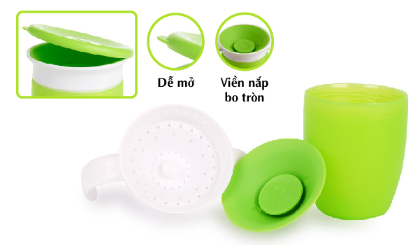 CỐC TẬP UỐNG 360 ĐỘ CHỐNG ĐỔ MUNCHKIN CÓ NẮP (207ML-TÍM)
