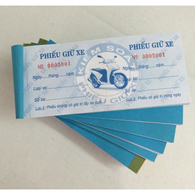 Phiếu giữ xe có số nhảy - 7x16cm