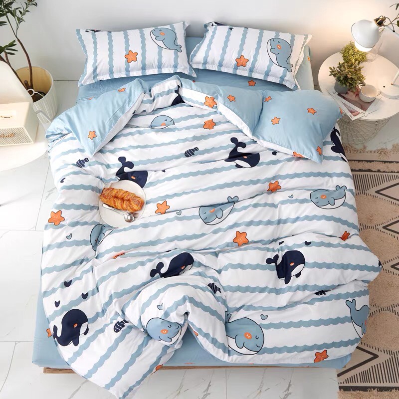 [ MIỄN SHIP ] - Bộ Set 4 món chăn ga gối CÓ CHĂN CHẦN BÔNG cotton korea cao cấp mềm mịn - KHÔNG VỎ ÔM