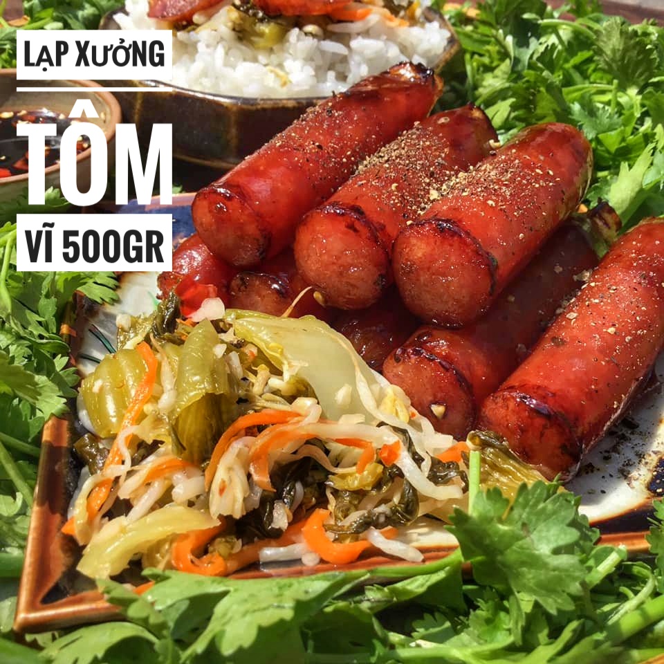 Lạp Xưởng Tôm Hút Chân Không - Túi 500gr