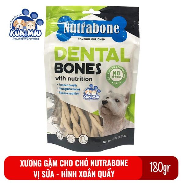 Xương Cho Chó Vị Sữa Nutrabone 180Gr Hình Xoắn Quẩy - Xương Gặm Sạch Răng Cho Chó
