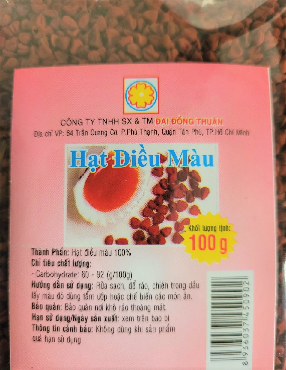 [Gói 100g] HẠT ĐIỀU MÀU ĐỎ (HẠT CÀ RI) [VN] ĐẠI ĐỒNG THUẬN Annatto Seeds