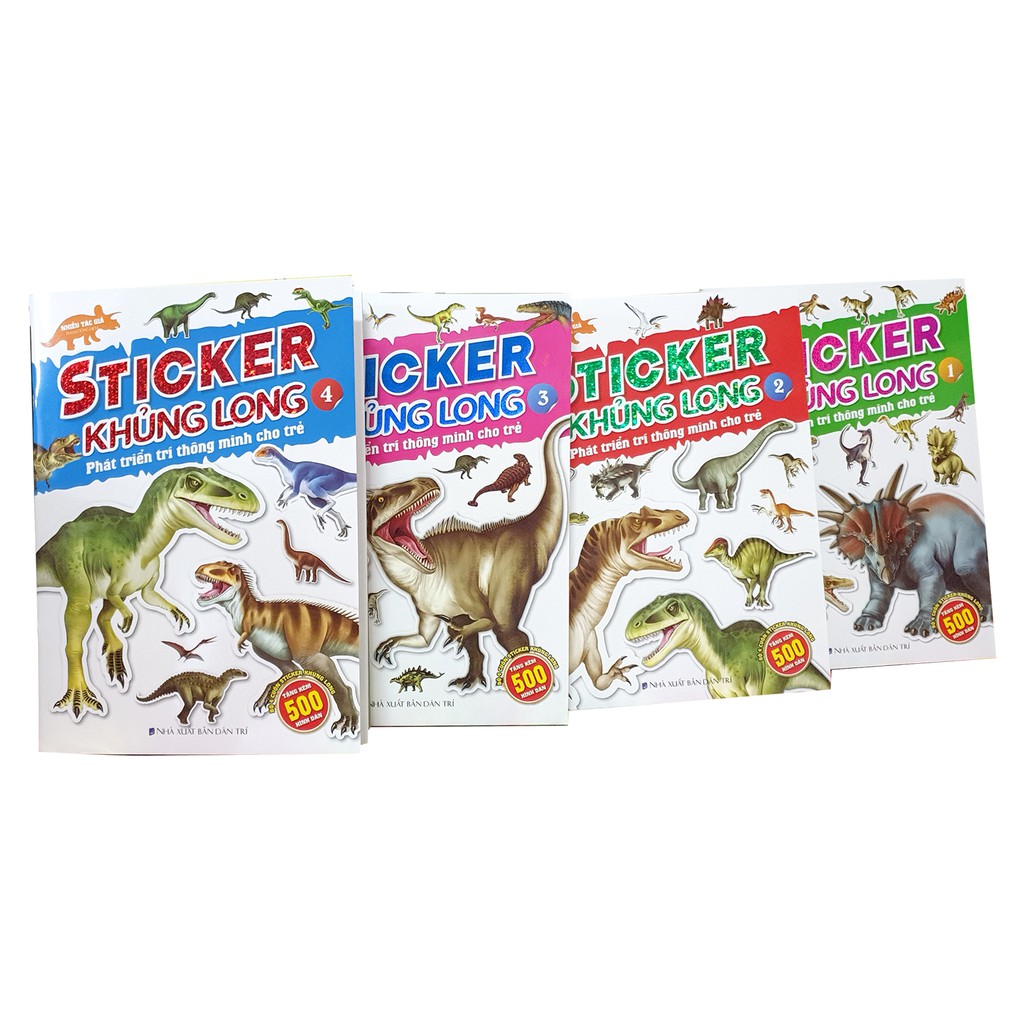Combo 4c sticker Khủng Long: Phát Triển Trí Thông Minh Cho Trẻ (Dán Hình)