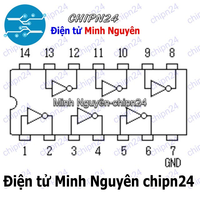 [3 con] (DIP) IC 7404 74HC04 DIP-14 (74HC04N) (IC Biến tần Hex) - HH000406