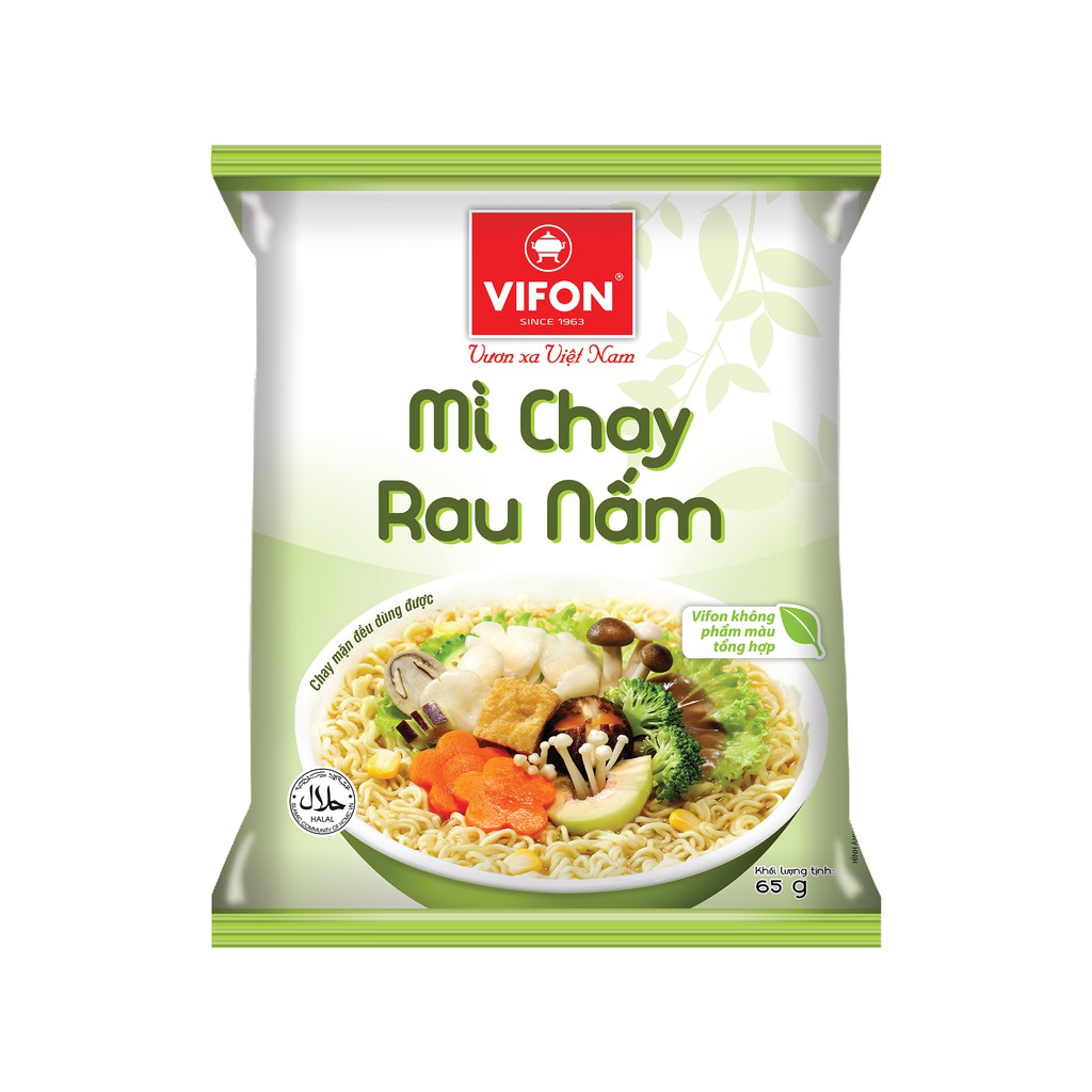 Thùng 30 Mì Chay Rau Nấm VIFON (65g / Gói)