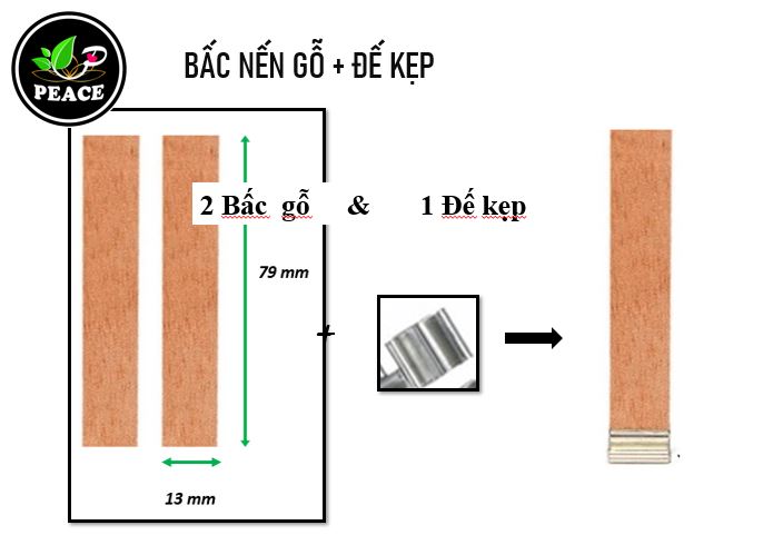 Bấc nến gỗ, bấc nến gỗ, đế kẹp bấc nến gỗ