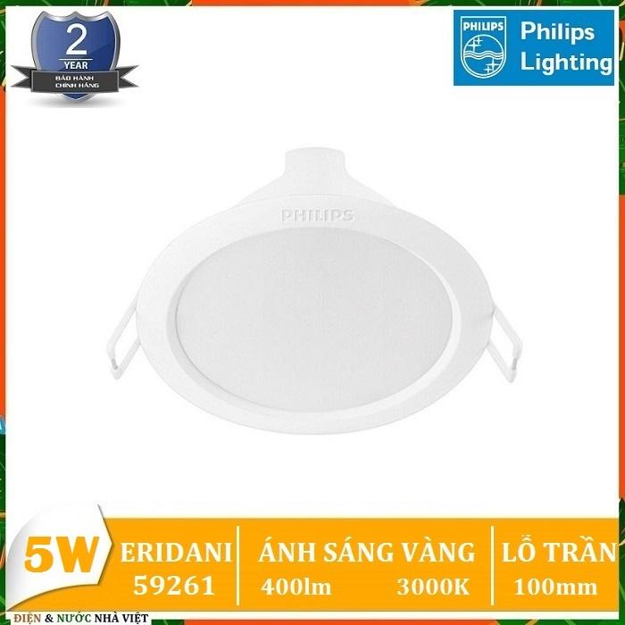 Bóng đèn led 5w philips eridani 59261 d100 âm trần downlight kiểu tròn